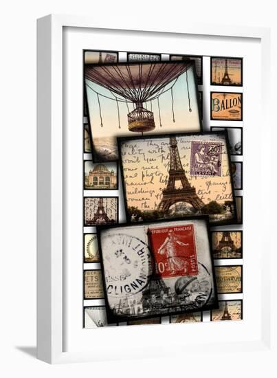 Paris, France "Through the Viewfinder" Vintage Postcard Collage in Color-Piddix-Framed Art Print