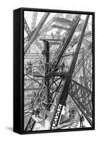 Paris, France - Tour Eiffel, Construction-null-Framed Stretched Canvas