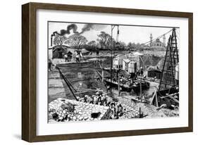 Paris, France - Tour Eiffel, Laying the Foundations-null-Framed Art Print