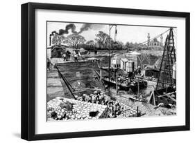 Paris, France - Tour Eiffel, Laying the Foundations-null-Framed Art Print