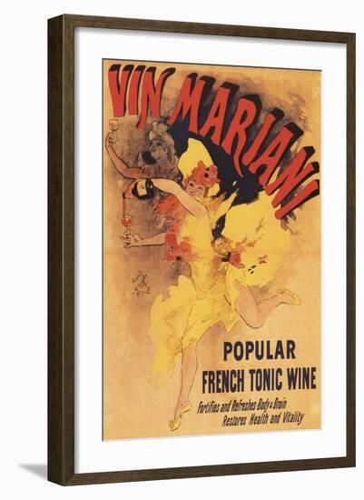 Paris, France - Vin Mariani Dancing Girl Pouring Wine Promotional Poster-Lantern Press-Framed Art Print