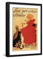 Paris, France - Vingeanne Milk Girl with Cats Advertisement Poster-Lantern Press-Framed Art Print