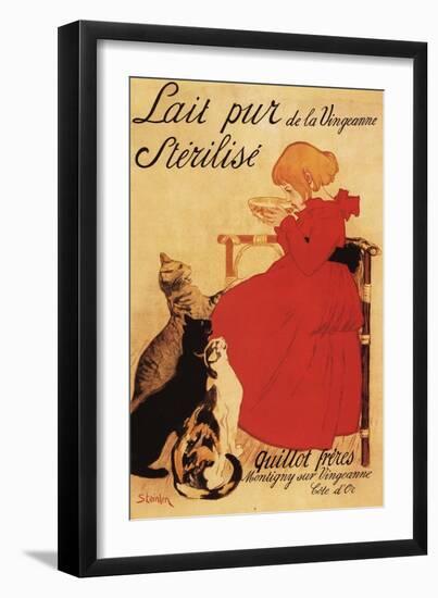 Paris, France - Vingeanne Milk Girl with Cats Advertisement Poster-Lantern Press-Framed Art Print