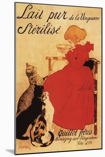 Paris, France - Vingeanne Milk Girl with Cats Advertisement Poster-Lantern Press-Mounted Art Print