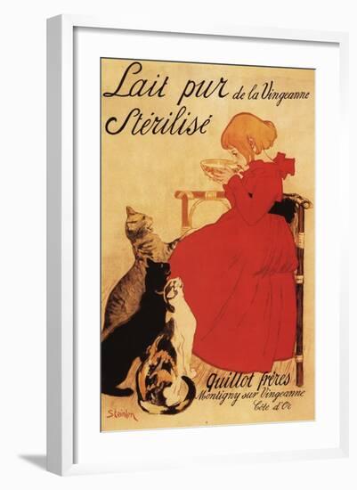 Paris, France - Vingeanne Milk Girl with Cats Advertisement Poster-Lantern Press-Framed Art Print