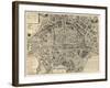 Paris, France, Vintage Map-null-Framed Premium Giclee Print