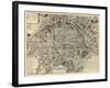 Paris, France, Vintage Map-null-Framed Premium Giclee Print