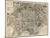 Paris, France, Vintage Map-null-Mounted Giclee Print