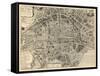 Paris, France, Vintage Map-null-Framed Stretched Canvas