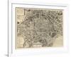 Paris, France, Vintage Map-null-Framed Giclee Print