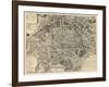 Paris, France, Vintage Map-null-Framed Giclee Print