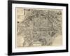 Paris, France, Vintage Map-null-Framed Giclee Print