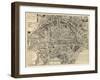 Paris, France, Vintage Map-null-Framed Premium Giclee Print