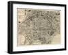 Paris, France, Vintage Map-null-Framed Premium Giclee Print