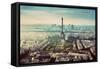 Paris, France Vintage Skyline, Panorama. View on Eiffel Tower, Champ De Mars and La Defense-Michal Bednarek-Framed Stretched Canvas