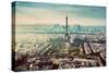 Paris, France Vintage Skyline, Panorama. View on Eiffel Tower, Champ De Mars and La Defense-Michal Bednarek-Stretched Canvas