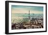 Paris, France Vintage Skyline, Panorama. View on Eiffel Tower, Champ De Mars and La Defense-Michal Bednarek-Framed Photographic Print