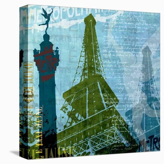 Paris (French Blue)-Maura Allen-Stretched Canvas