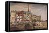 'Paris from the Pont St Michel', c1846-Charles Claude Pyne-Framed Stretched Canvas