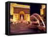 Paris Hotel and Casino Fountains in Front of L'Arc de Triumph Replica, Las Vegas, Nevada, USA-Brent Bergherm-Framed Stretched Canvas