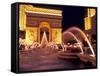 Paris Hotel and Casino Fountains in Front of L'Arc de Triumph Replica, Las Vegas, Nevada, USA-Brent Bergherm-Framed Stretched Canvas