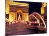 Paris Hotel and Casino Fountains in Front of L'Arc de Triumph Replica, Las Vegas, Nevada, USA-Brent Bergherm-Mounted Photographic Print