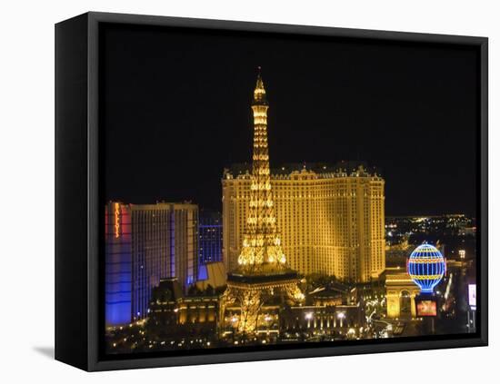 Paris Hotel on the Strip at Night, Las Vegas, Nevada, USA-Robert Harding-Framed Stretched Canvas