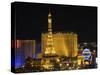 Paris Hotel on the Strip at Night, Las Vegas, Nevada, USA-Robert Harding-Stretched Canvas