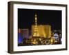 Paris Hotel on the Strip at Night, Las Vegas, Nevada, USA-Robert Harding-Framed Photographic Print