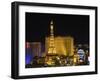 Paris Hotel on the Strip at Night, Las Vegas, Nevada, USA-Robert Harding-Framed Photographic Print