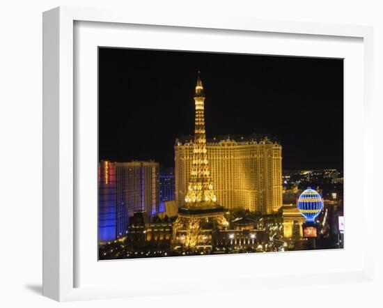 Paris Hotel on the Strip at Night, Las Vegas, Nevada, USA-Robert Harding-Framed Photographic Print