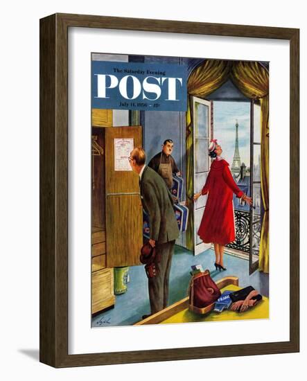 "Paris Hotel" Saturday Evening Post Cover, July 14, 1956-Constantin Alajalov-Framed Premium Giclee Print