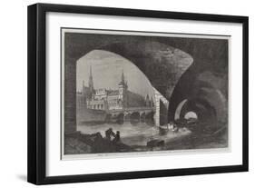 Paris Improvements, the Palais De Justice, Sainte Chapelle, and Pont Au Change-Dieudonne Auguste Lancelot-Framed Premium Giclee Print