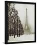 Paris In The Snow (Eiffel Tower) Art Poster Print-null-Framed Art Print