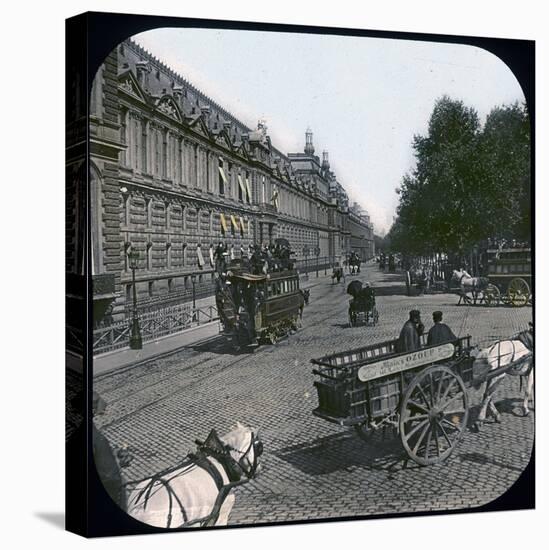 Paris (Ist Arrondissement), the Quai Des Tuileries at the Level of the Pont-Royal, Circa 1890-Leon, Levy et Fils-Stretched Canvas