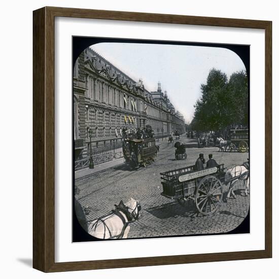 Paris (Ist Arrondissement), the Quai Des Tuileries at the Level of the Pont-Royal, Circa 1890-Leon, Levy et Fils-Framed Photographic Print