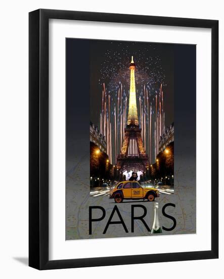 Paris Kiss-Big Island Studios-Framed Art Print