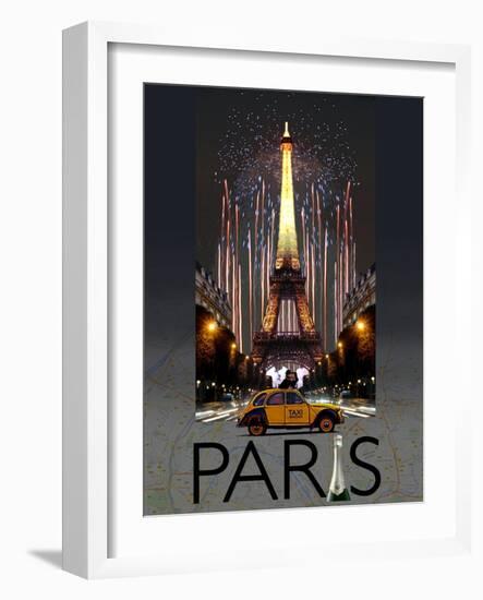 Paris Kiss-Big Island Studios-Framed Art Print