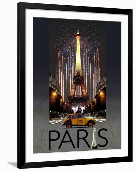 Paris Kiss-Big Island Studios-Framed Art Print