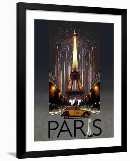 Paris Kiss-Big Island Studios-Framed Art Print