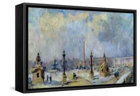 Paris, La place de la Concorde-Albert Lebourg-Framed Stretched Canvas