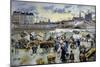 Paris, Le Mail, le marché aux pommes (port de l'Hôtel de Ville près du pont Louis-Philippe)-Emile Guillier-Mounted Giclee Print