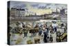 Paris, Le Mail, le marché aux pommes (port de l'Hôtel de Ville près du pont Louis-Philippe)-Emile Guillier-Stretched Canvas