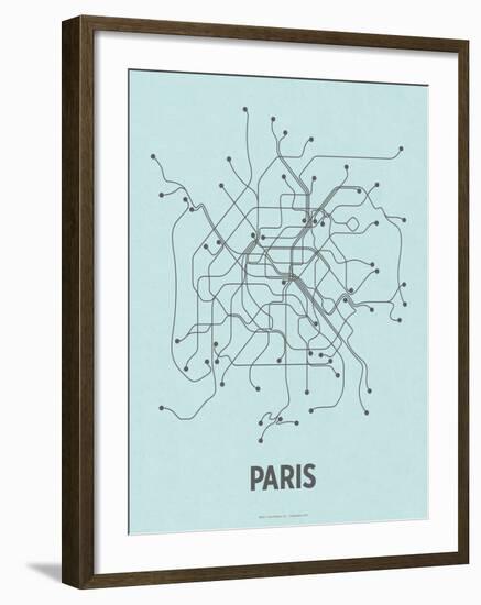 Paris (Light Blue & Dark Gray)-LinePosters-Framed Serigraph