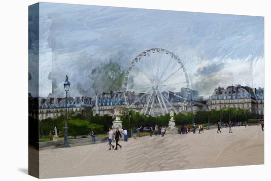 Paris Louvre Ferris Wheel-Sarah Butcher-Stretched Canvas