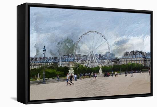 Paris Louvre Ferris Wheel-Sarah Butcher-Framed Stretched Canvas