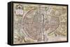 Paris Map, 1581-Georg Braun-Framed Stretched Canvas