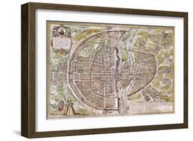 Paris Map, 1581-Georg Braun-Framed Giclee Print