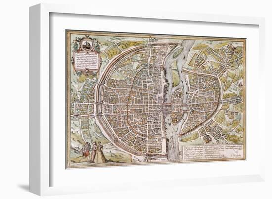 Paris Map, 1581-Georg Braun-Framed Giclee Print