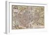 Paris Map, 1581-Georg Braun-Framed Giclee Print